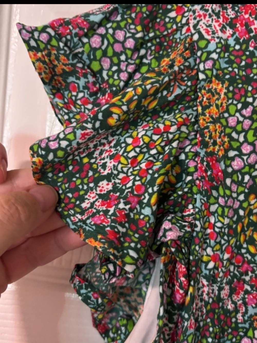 Cartolina Nantucket Floral Midi Dress S • Ruffle Sleeve • Viscose Lined